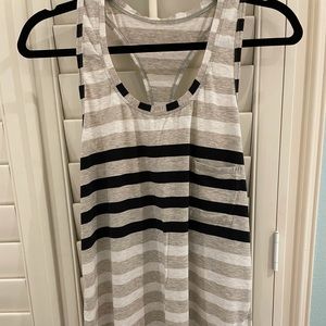 Lululemon tank top tan/gray, white, & black stripe